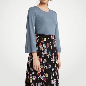 Ann Taylor Women's Ponte Bell Sleeve Top, Blue/Gray, size XL, NWT